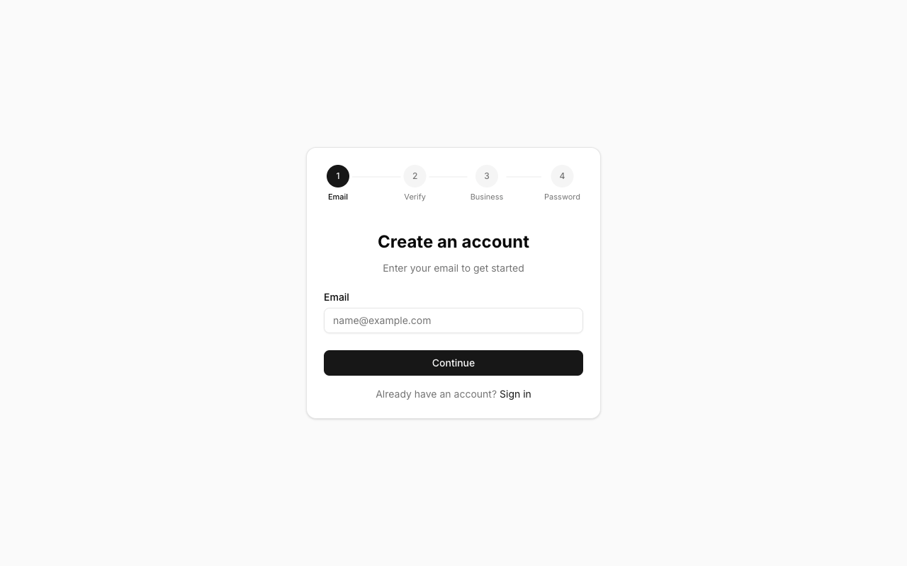 The Konduit sign-up wizard