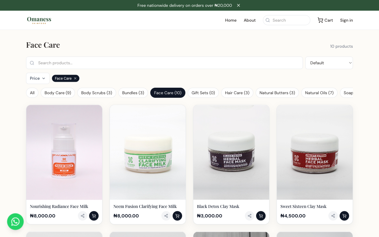 Products with prices on a live Konduit storefront